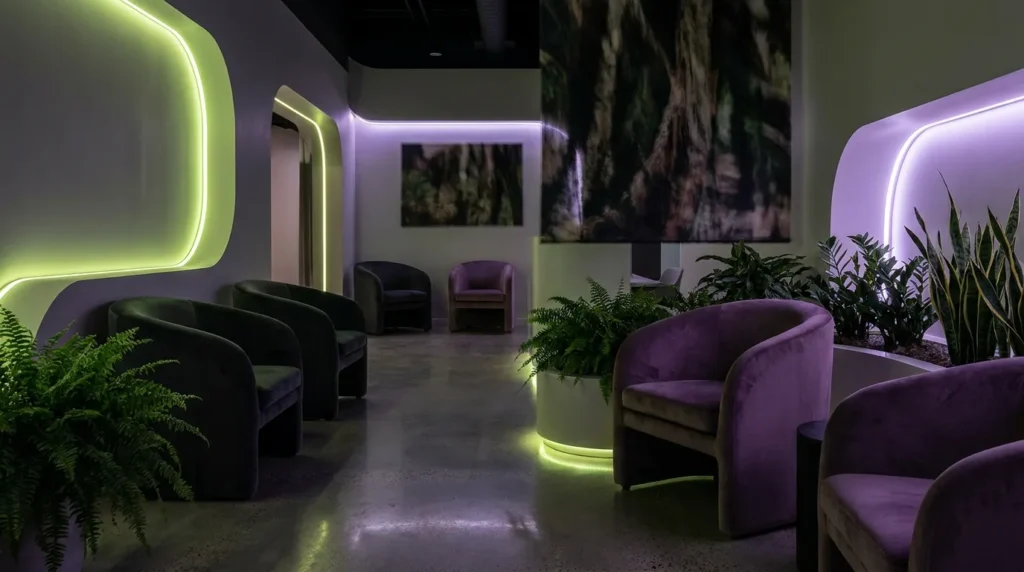 Kadın sağlığı vaka çalışması — modern klinik iç mekânı